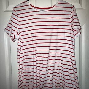 Croft & Barrow Red and White Striped Women's Top Sz L